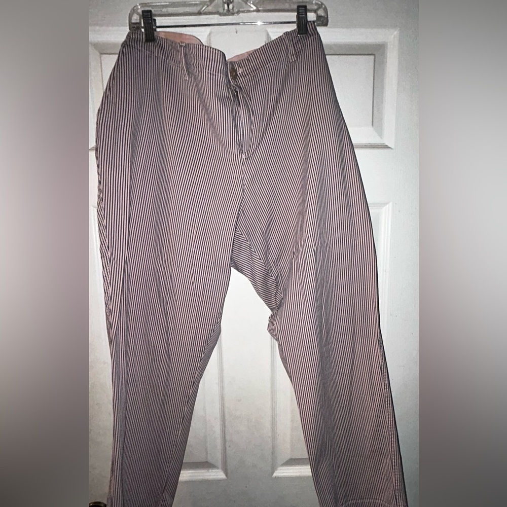 Gap Girlfriend Chino Pink and Blue Railroad Stripe